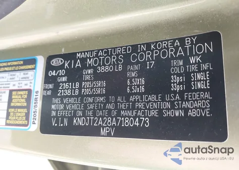 2010 Kia Soul + из США, поврежденный, VIN KNDJT2A28A7180473